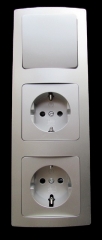 DELPHI Steckdosen Set 2fach mit Schalter silber X